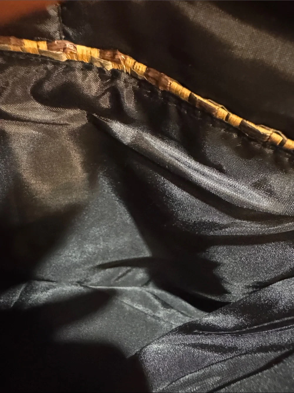 Woven Straw Clutch with Black Trim - Men's Bag